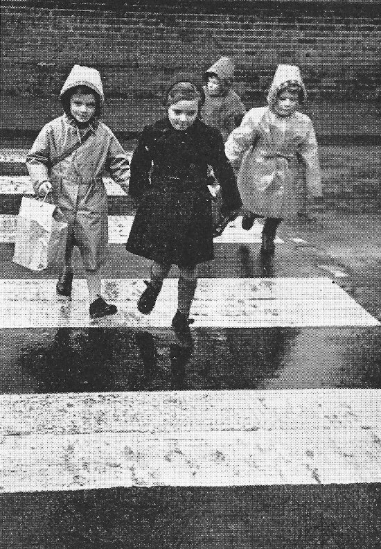 Fig. 21. Journey to school. In 1962, 4,287 child pedestrians between 5–9 years were killed or seriously injured.