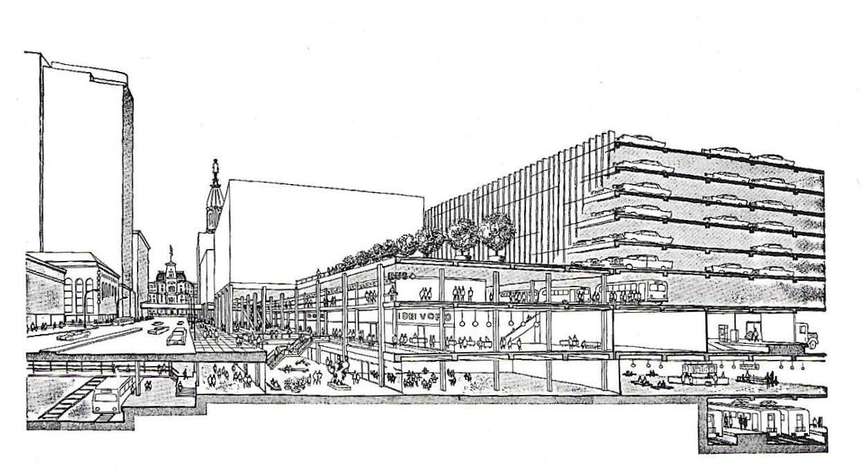 Fig.60 Traffic architecture ‘…buildings and access ways thought of together…’ (Penn Center, Philadelphia).