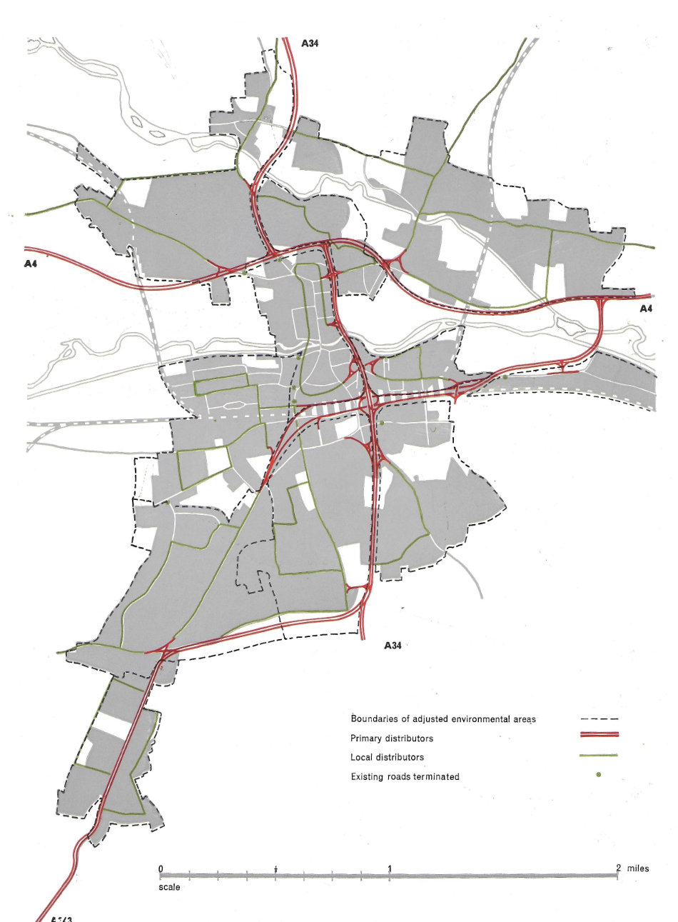 Fig.88 The proposed new primary network with local distributors and adjusted environmental areas.