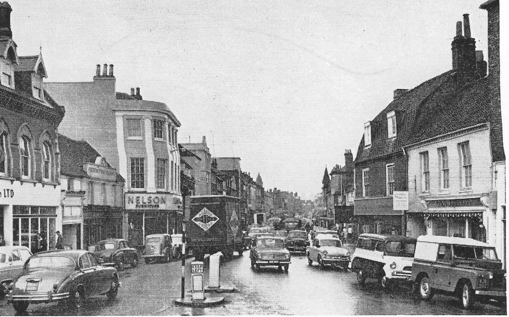 Fig.71 The Broadway, looking south along Northbrook Street. A busy congested shopping street which also carries through traffic on the trunk road A.34.