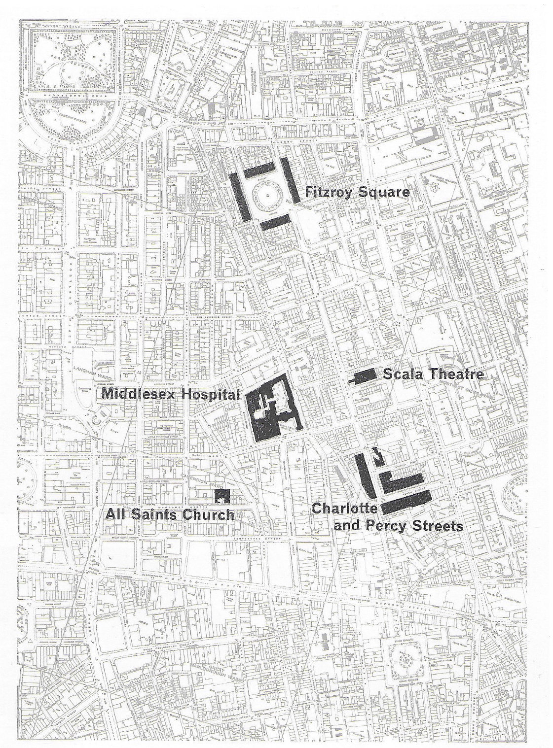 Fig. 187 Buildings proposed for retention in the partial redevelopment study.