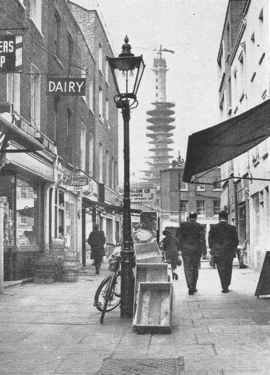 Fig. 207 Charlotte Place looking north to the new Post Office tower under construction.