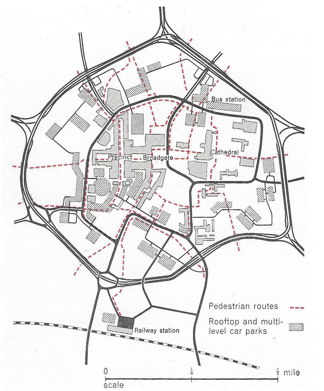 Fig. 223 Coventry. The central area plan.